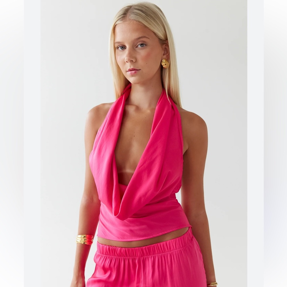 ISABELLE TOP | MAGENTA hntr the label Halter Top for Women - Picture 2 of 6